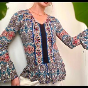 Boho Pattern Live and Let Live Top Size Small